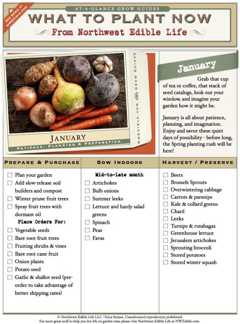 Vegetable Gardening In The Pacific Northwest January Printable Chore