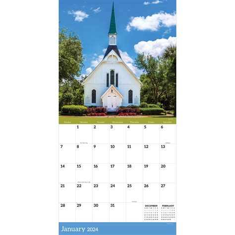 2024 Churches Square Wall Calendar Sceneries And Flowers Calendars