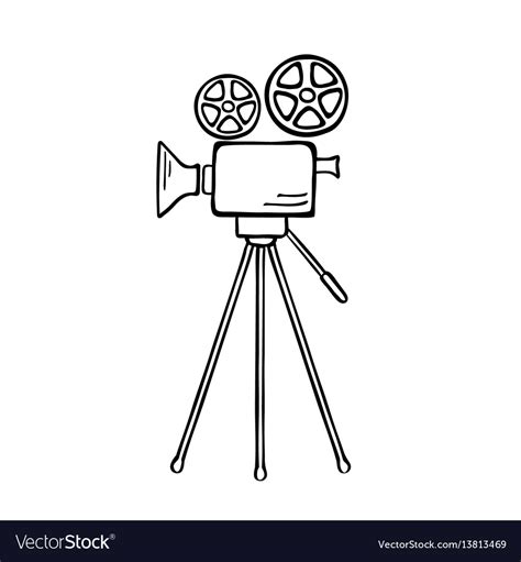 Movie Camera Sketch Royalty Free Vector Image Vectorstock