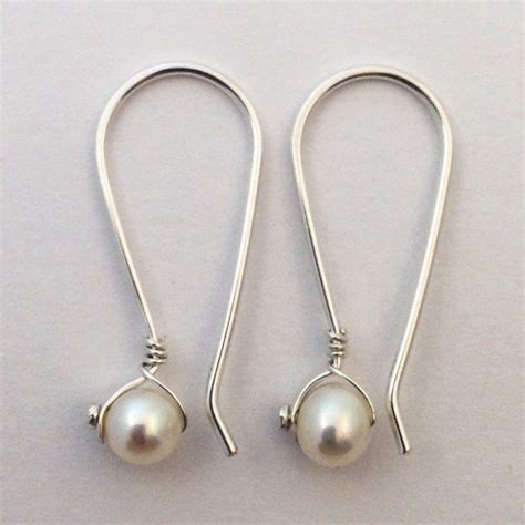 Pearl Sterling Silver Dangle Earrings Etsy Silver Earrings Dangle