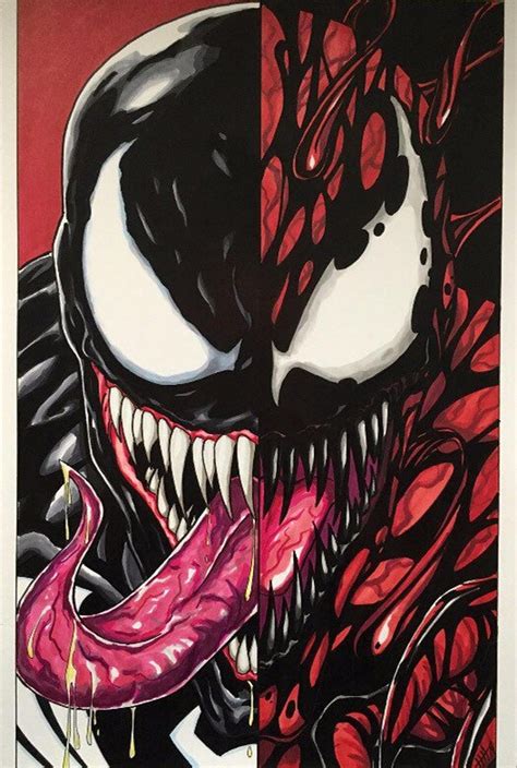 Venomcarnage Split Portrait 11x17 Fine Art Print Etsy Marvel