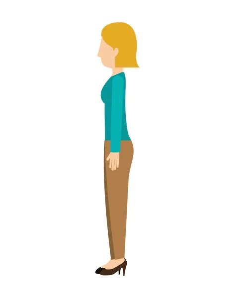 Woman Standing With Left Profile Blond Stock Illustration By