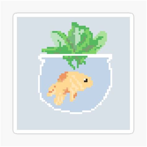 Pixel Art Goldfish Sticker For Sale By Megaann Redbubble