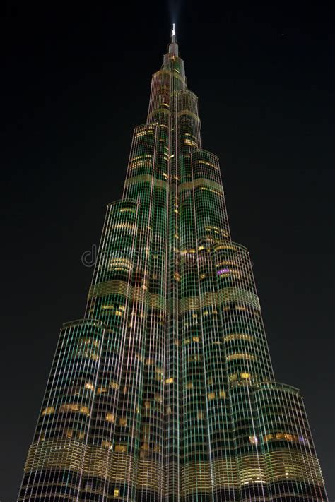 Lights On Burj Khalifa At Night In Dubai World Tallest Building
