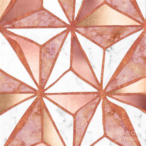 Rose Gold Marble Geometric Abstract Triangle Art Digital