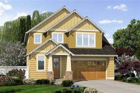 Invariably, craftsman house plans feature porches and usually there is more than just one. Narrow Lot Craftsman Home Plan - 69501AM | Architectural ...