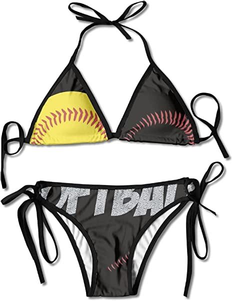 Aleisin Love Softball Bikini Womens Summer Swimwear Triangle Top Bikinis Swimsuit