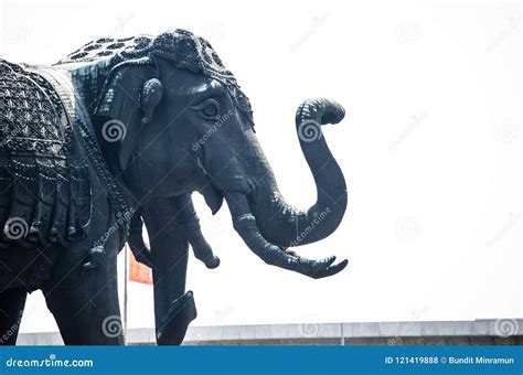 Beautiful Iconic Statue Of Giant Three Headed Elephant At Erawan Museum