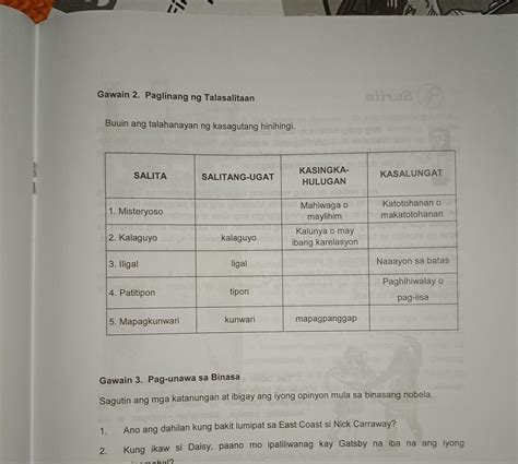 Buuin Ang Talahanayan Ng Kasagutang Hinihingi Brainlyph