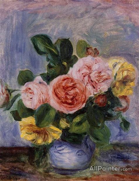 Pierre Auguste Renoir Roses In A Vase Oil Painting Reproductions For