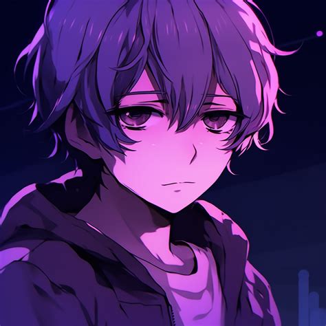 Profile Of A Smiling Purple Haired Boy Stunning Purple Anime Pfp Boys