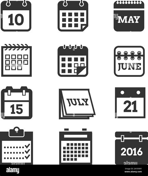 Calendar Vector Icons Set Calendar Page Symbol And Pictogram
