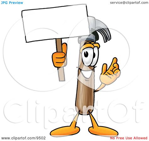 Clipart Picture Of A Hammer Mascot Cartoon Character Holding A Blank