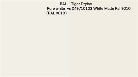 RAL Pure White RAL 9010 Vs Tiger Drylac 049 10103 White Matte Ral