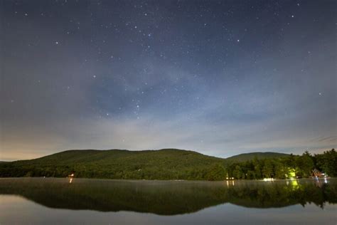 Free Picture Lake Reflection Water Stars Night Clouds Mountains