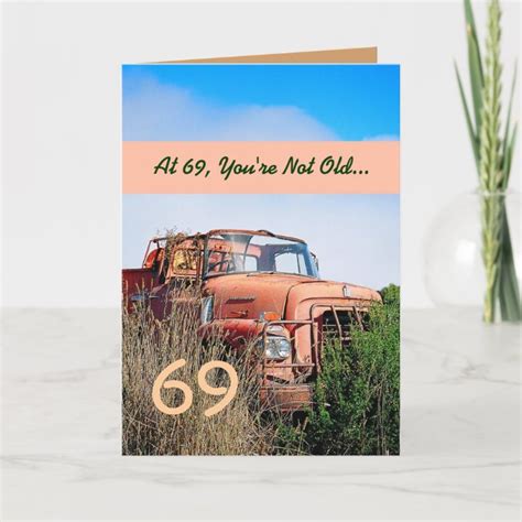 Funny Happy 69th Birthday Vintage Orange Truck Card Zazzle