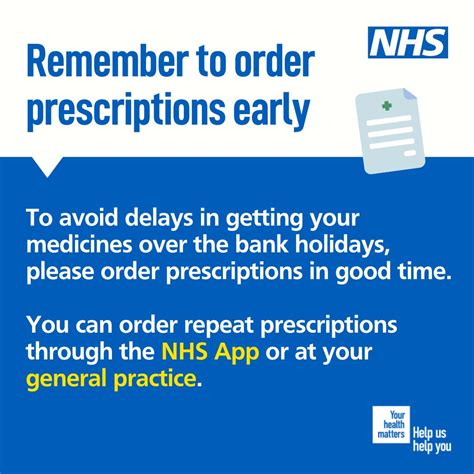 Nhs On Twitter With The Easter Bank Holidays Approaching Make Sure You Order Your Repeat