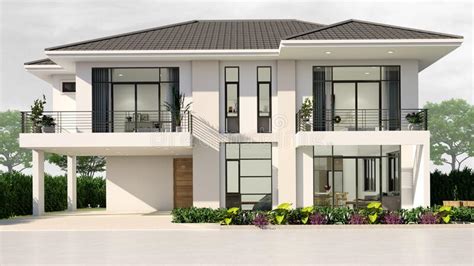 Modern Contemporary House2 Storey 3d Design And Rendering Landscape