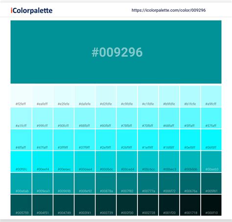 Hex Color Code 009296 Pantone 321 Cp Color Information Hsl Rgb