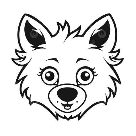Cartoon Wolf Head With White Teeth On A White Background Outline Sketch