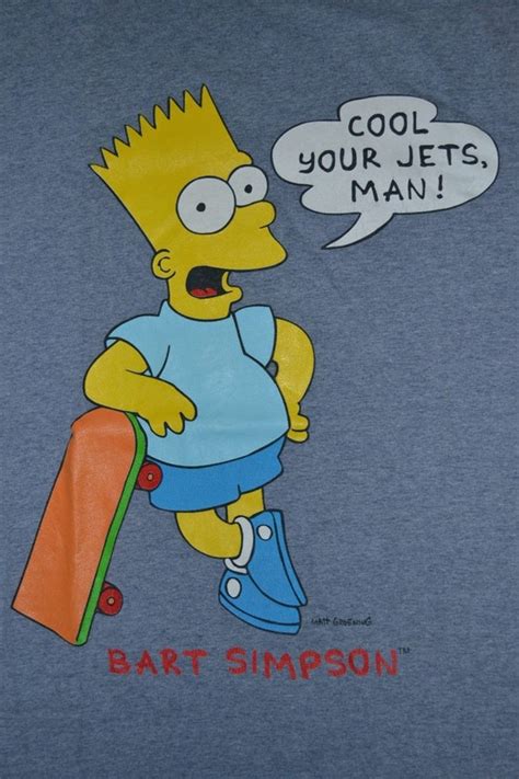 Vintage 90s Bart Simpson Cool Your Jets Man Size Xl Rare 80s