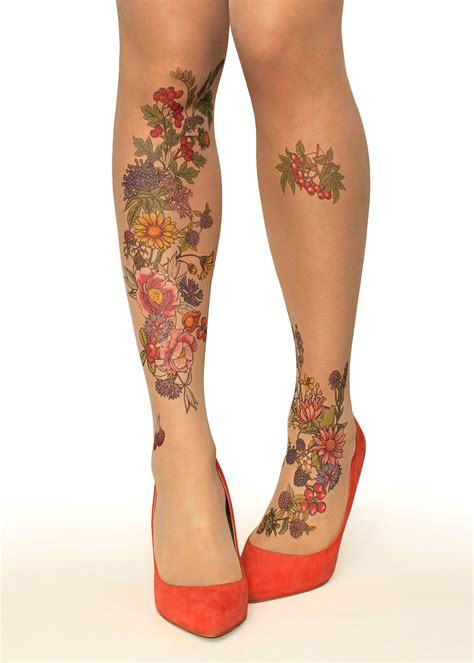 Tattoo Socks Cute Patterns Sheer Pantyhose Mock Stockings Tights
