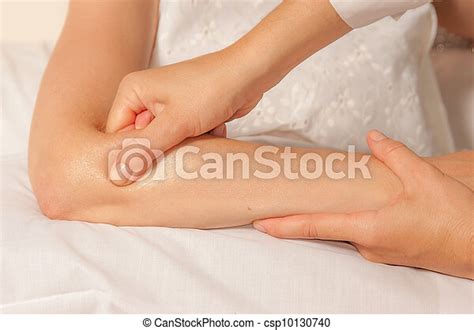 Myotherapy And Trigger Points A Physio Gives Myotherapy Using Trigger Points On Athlete Woman