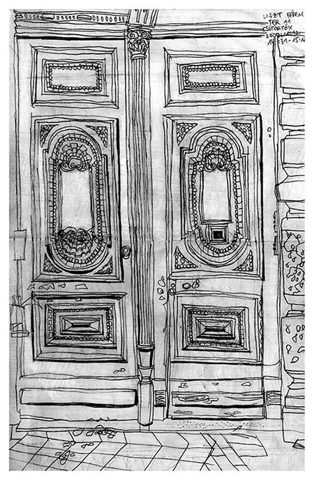 I picked up the pencil for this one having the final drawing of the wedgwood institute door. old door in Budapest, drawing by Theresa Grieben ...