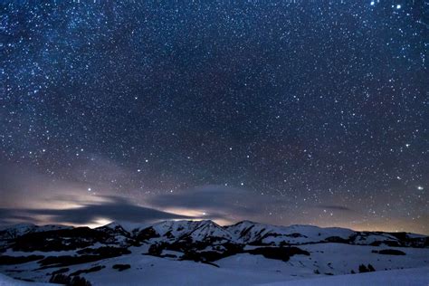무료 이미지 산 눈 겨울 별 분위기 은하 밤하늘 오로라 월광 대기권 밖 천문학 천체 지질 학적 현상