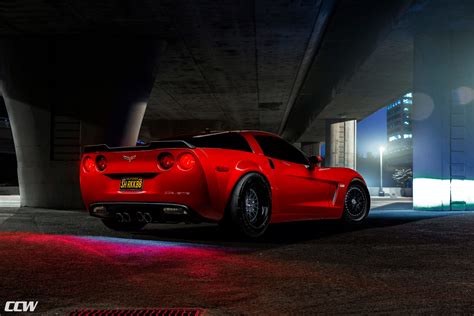 Red Chevrolet C6 Corvette Ccw Classic Three Piece Forged Wheels