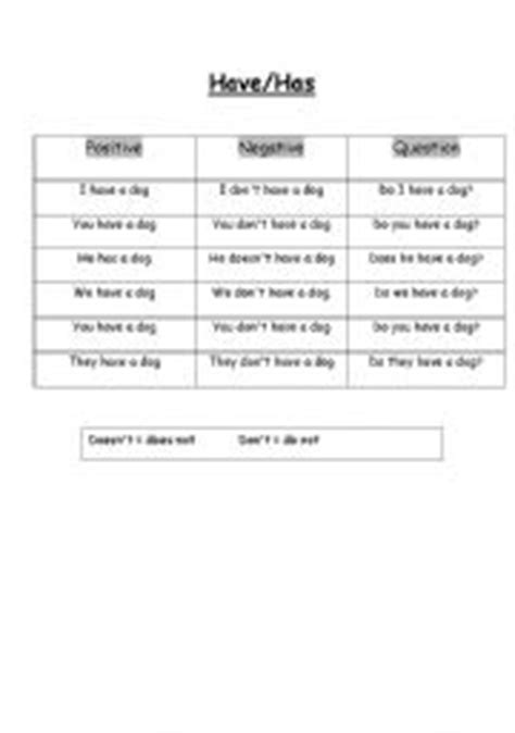 english worksheets havehas worksheet