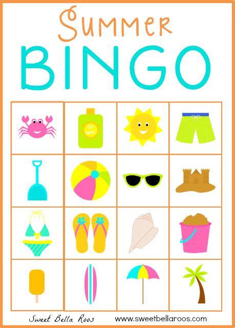 Free Printable Summer Bingo Cards

