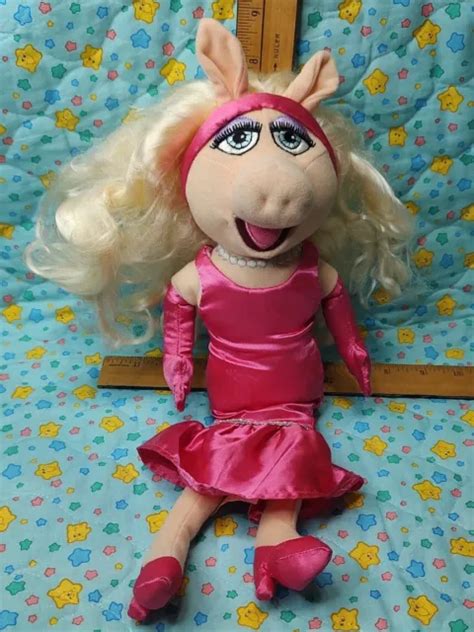 Miss Piggy Plush Doll Disney Store Deluxe Muppets Movie Pink Dress No