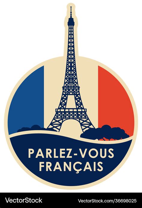 Logo Or Icon With Eiffel Tower For Learn French Vector Image