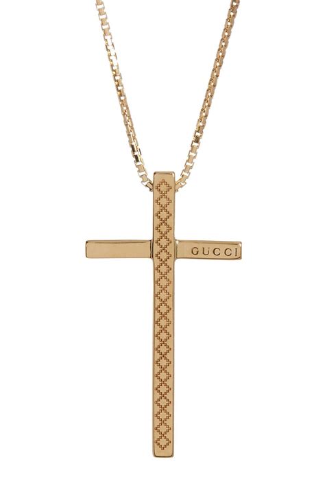 Gucci 18k Yellow Gold Diamantissima Cross Necklace Lyst