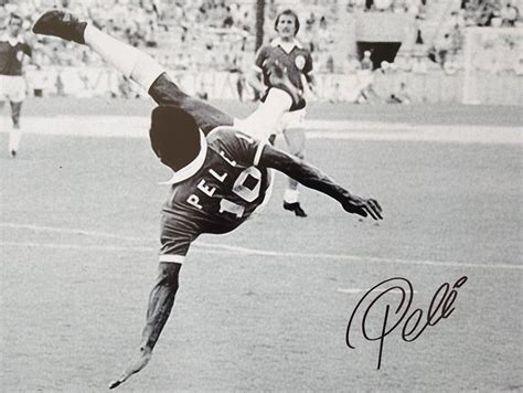 Iconic Photoposter Pele Bicycle Kick Signed By Pele Certificate