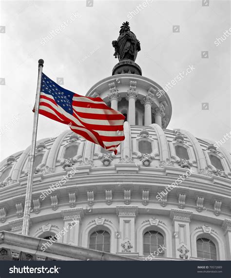 The capitol in washington d.c was stormed last night by donald trump's violent supporters. United States Capitol Building In Washington Dc In Black & White And American Flag In Color ...
