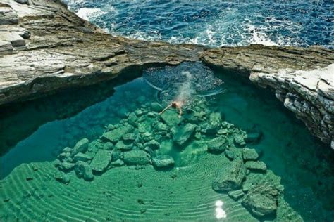 Natural Pool Santorini Greece Oso Chocolate Pinterest