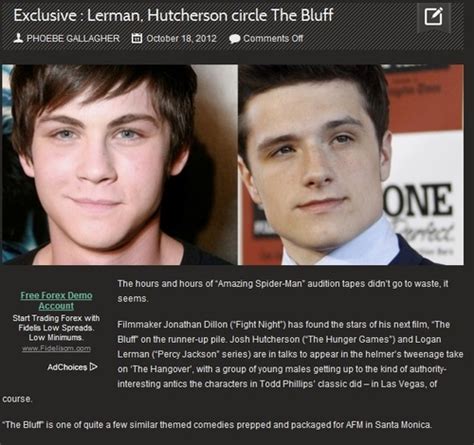 Josh In Talks To Join The Bluff With Logan Lerman Josh Hutcherson