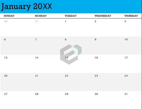 Download Free Excel Template For Blue Any Year Calendar