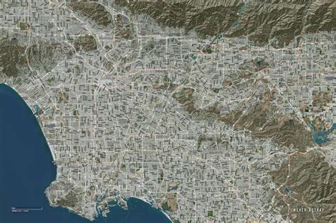 Los Angeles Ca Shtf Map 30x20 Waterproof Durable Streets