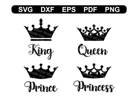 Crowns Svg King Queen Prince And Princess Silhouette Cut Etsy