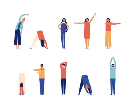 Set Of People Stretching Taking Active Work Breaks 689937 Vector Art At