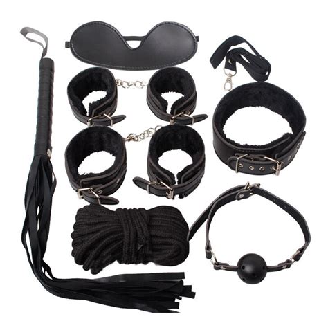 7 Pcsset Bdsm Bondage Set Leather Fetish Adult Games Slave Game Sm Product Collar Eye Mask Whip