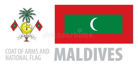 Vector Set Of The Coat Of Arms And National Flag Of Maldives Stock