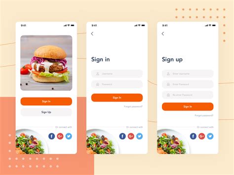 Sign In And Sign Up Food Delivery App Template Ui Kit Uplabs