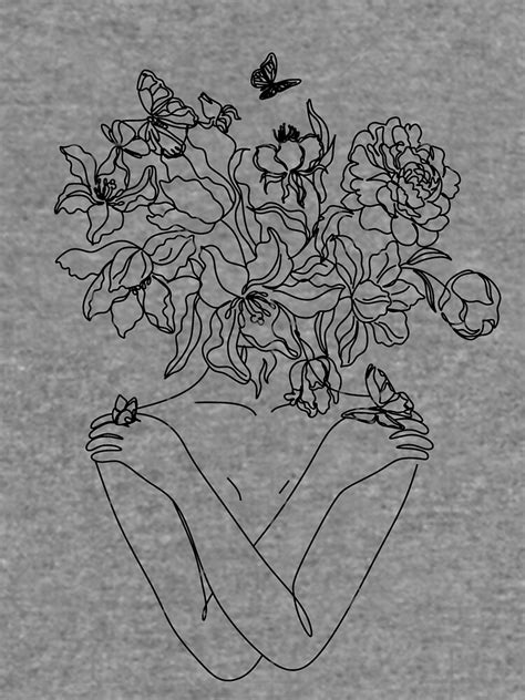 Flower Head Art Print Minimal Line Art Floral Illustration