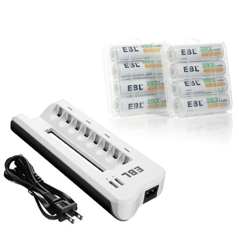 Ebl 8 Pack 2800mah Aa Rechargeable Batteries 8 Bay Battery Charger