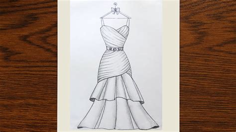 How To Draw A Beautiful Dress For Beginners تعلم كيف ترسم فستان