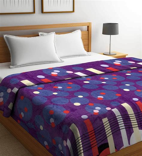 Buy Multicolour Polyester 230 Gsm Double Bed Ac Room Blanket By Neudis